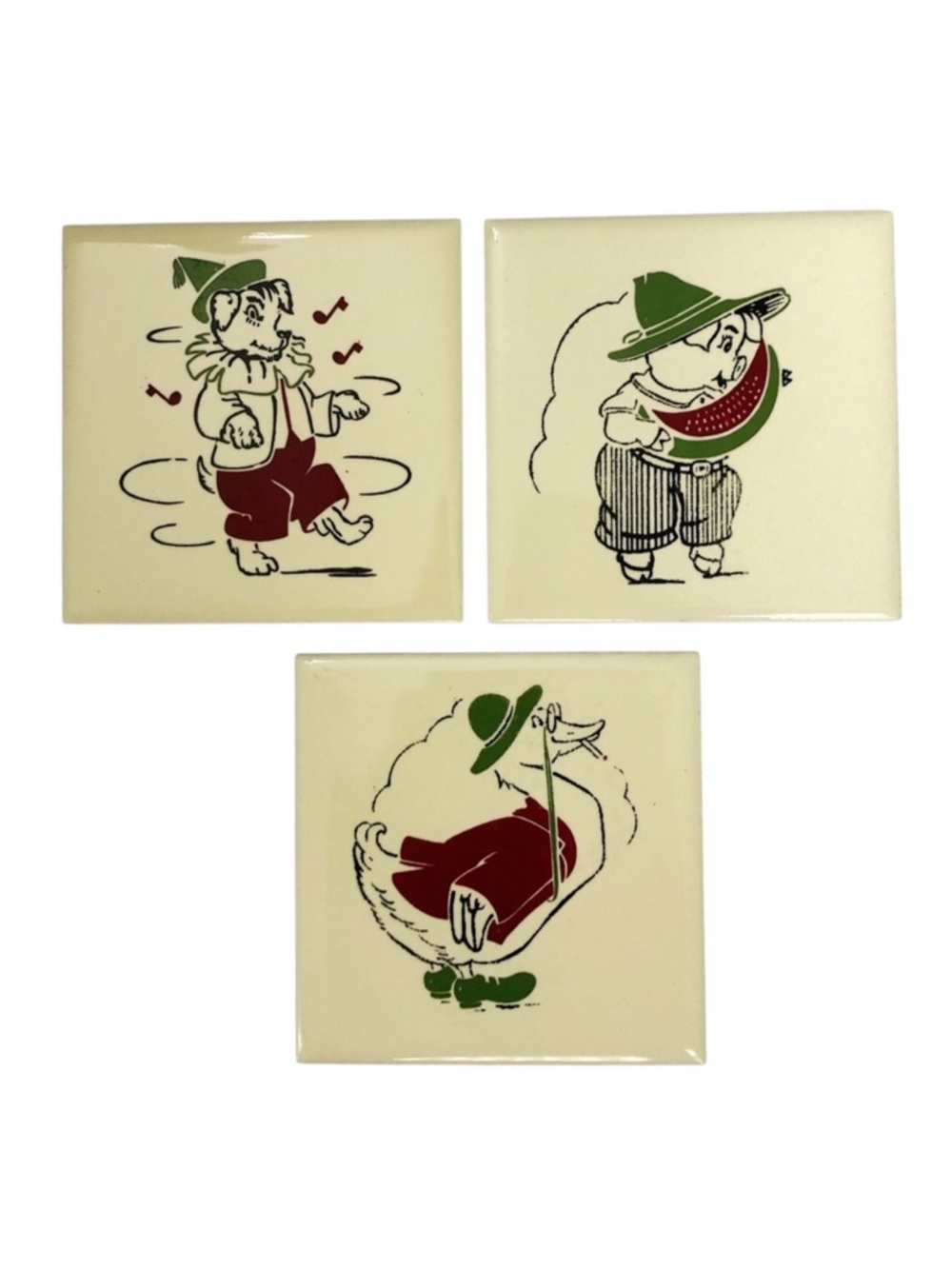 Kemper-Thomas | Rare Vintage Nursery Rhyme Art Tile Pig Dog Mother Goose